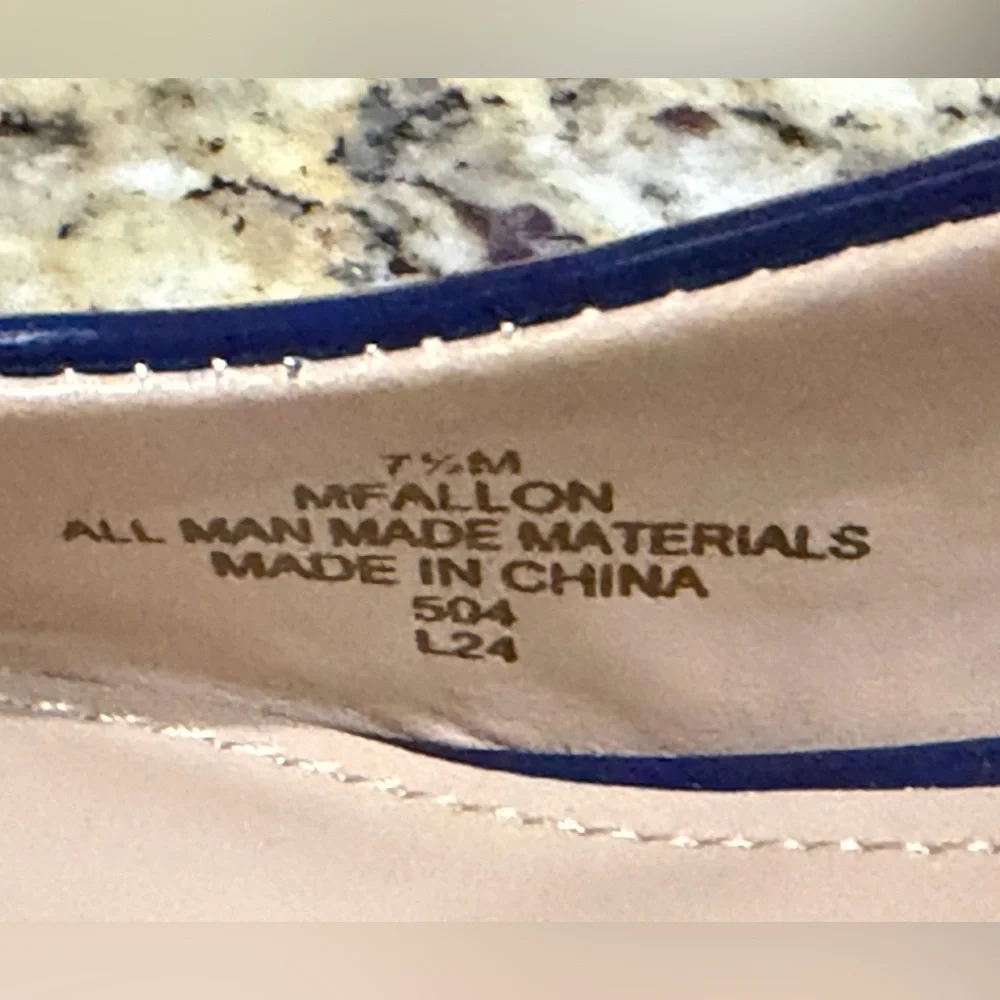 NWT Marc Fisher Allon Blue Patent Bow Slingback Pumps Heels, Size 7.5